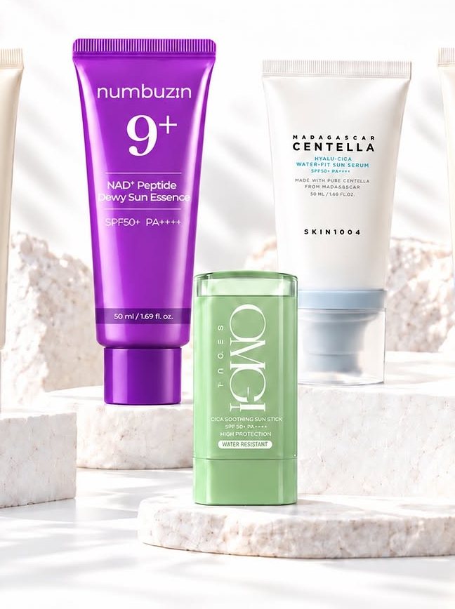 Protetores solares coreanos Beauty of Joseon, numbuzin, SKIN1004 e OMG